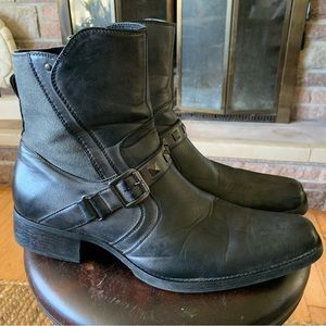 Rock & Republic mens zip up motorcycle biker mid blazing black boots 13